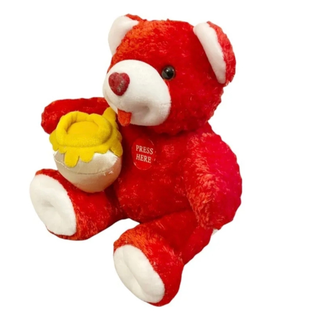 Vibrant Red and Yellow Stuffed Teddy Bear